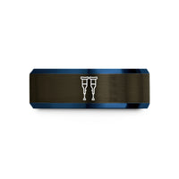 father daughter present ideas – gunmetal & blue tungsten crutches wedding band