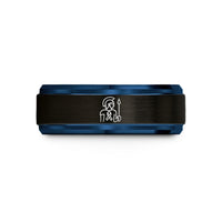 best presents for dads – black & blue tungsten warrior wedding band