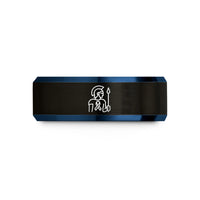 unique dad present ideas – black & blue tungsten warrior wedding band