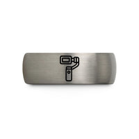 personalized rings for dad – black & silver tungsten gimbal stabilizer wedding band