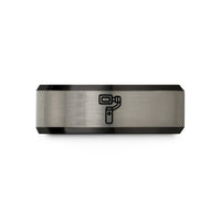 personalized rings for dad – black & gray tungsten gimbal stabilizer wedding band