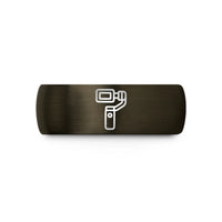 personalized rings for dad – gunmetal & black tungsten gimbal stabilizer wedding band