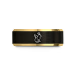personalized dad presents – black & gold tungsten angel cat wedding band