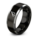 unique presents for dad – black & grey tungsten drumstick note ring