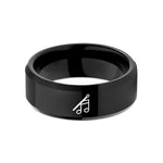 personalized dad presents – black tungsten drumstick note wedding band
