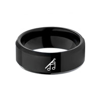 personalized dad presents – black tungsten drumstick note wedding band