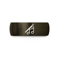 personalized dad presents – gunmetal & black tungsten drumstick note wedding band
