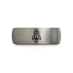 unique presents for dad – blue & silver tungsten retro rocket wedding band
