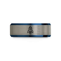 presents for dad birthday – black & blue & gray tungsten rocket wedding band