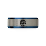 father son present ideas – blue & silver tungsten gpu chip wedding band