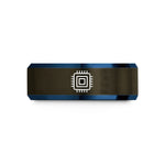 engraved rings for dads – gunmetal & blue tungsten gpu chip wedding band