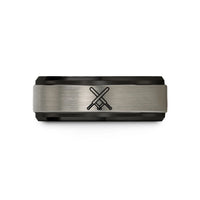 unique dad present ideas – black & blue & gray tungsten tonfa pair crossed wedding band