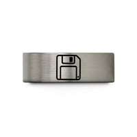 men's tungsten rings custom – blue & silver tungsten floppy disk wedding band