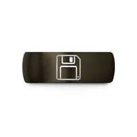 best dad present ideas – gunmetal & blue tungsten floppy disk wedding band