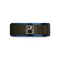 best dad present ideas – gunmetal & blue tungsten floppy disk wedding band