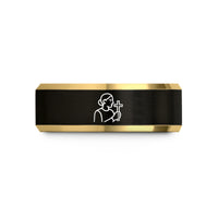 men's wedding band black – black & gold tungsten godparent cross wedding band