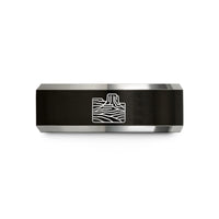 tungsten bands for couples – black & gray tungsten mesa butte contours wedding band