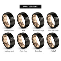 font options for inside engraving on black & rose gold daddy rings