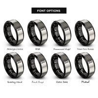 font options for inside engraving on black & silver dado stack rings