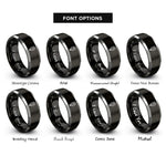 font options for inside engraving on black & grey daffodil rings