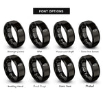 font options for inside engraving on black daffodil rings