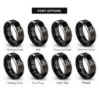 font options for inside engraving on black & silver dagaz rings