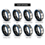 font options for inside engraving on black & blue & gray dagger rings