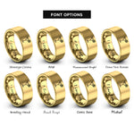 font options for inside engraving on gold daiquiri rings
