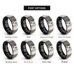 font options for inside engraving on black & grey dairy cow rings