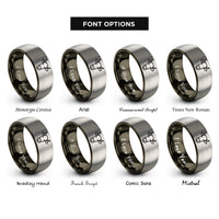 font options for inside engraving on gunmetal & silver dairy cow rings