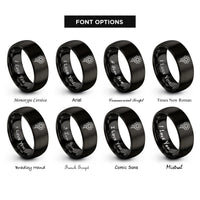 font options for inside engraving on black daisy rings