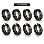 font options for inside engraving on black & silver dance pad arrows rings