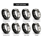 font options for inside engraving on black & gray dance pad arrows rings