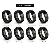 font options for inside engraving on black dance pad arrows rings