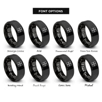 font options for inside engraving on black dance pad arrows rings