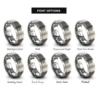 font options for inside engraving on silver dance pad arrows rings
