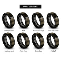 font options for inside engraving on gunmetal & black dance pad arrows rings