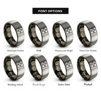 font options for inside engraving on gunmetal & grey dance pad arrows rings