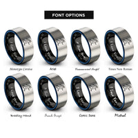 font options for inside engraving on black & blue & silver dancer longboard rings