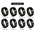 font options for inside engraving on black dandelion flower leaf rings