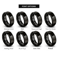 font options for inside engraving on black dandelion flower leaf rings