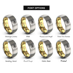 font options for inside engraving on gold & silver dandelion seed rings