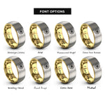 font options for inside engraving on gold & grey dandelion seed rings