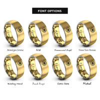 font options for inside engraving on gold & silver dandelion seed rings