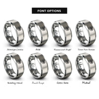 font options for inside engraving on silver dandelion seed rings