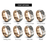 font options for inside engraving on rose gold & silver dandelion seed rings