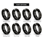 font options for inside engraving on black & gray dandelion seeds blowing rings