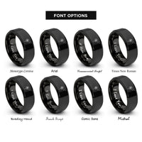 font options for inside engraving on black dandelion seeds blowing rings