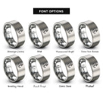 font options for inside engraving on grey danforth anchor rope rings