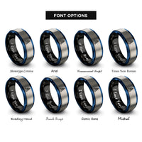 font options for inside engraving on black & blue & gray danger buoy rings